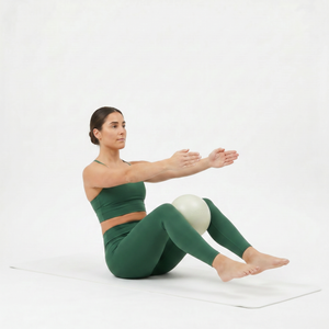 V-sit with ball squeeze